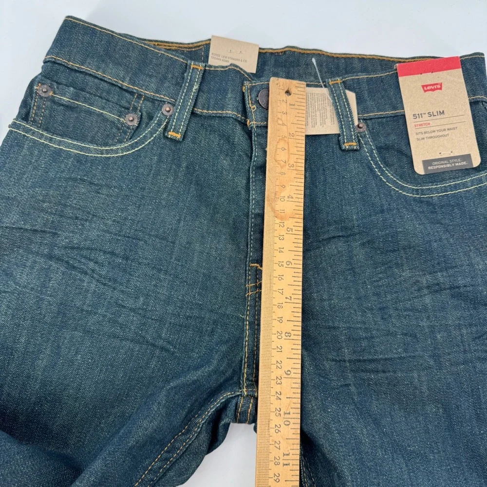 Levi's 511 Slim Jeans Mens 29x34 Dark Wash Indigo Stretch Denim 04511-0408